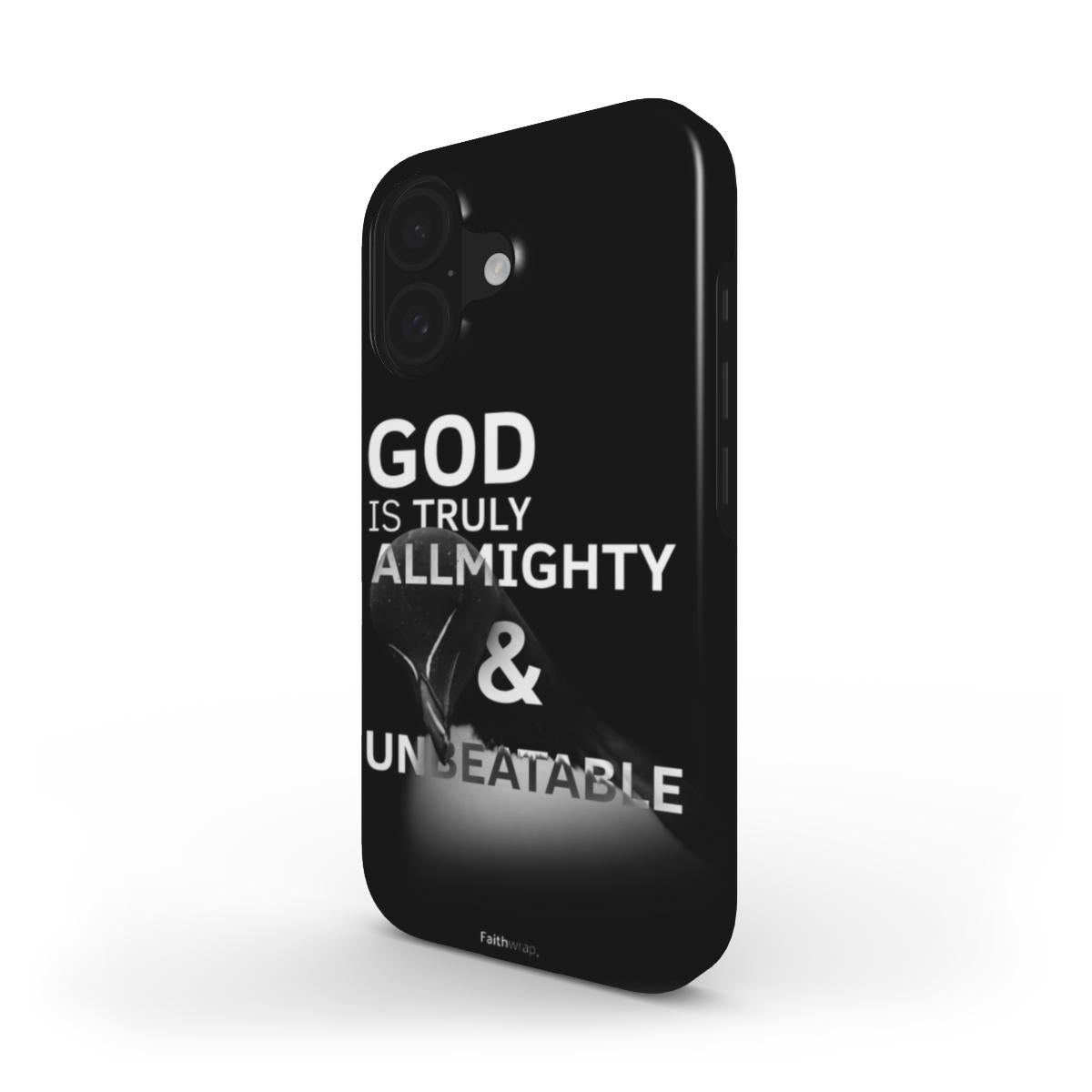 Black Christian Phone Case – GOD is Truly Almighty & Unbeatable | Faith Wrap - Faith Wrap