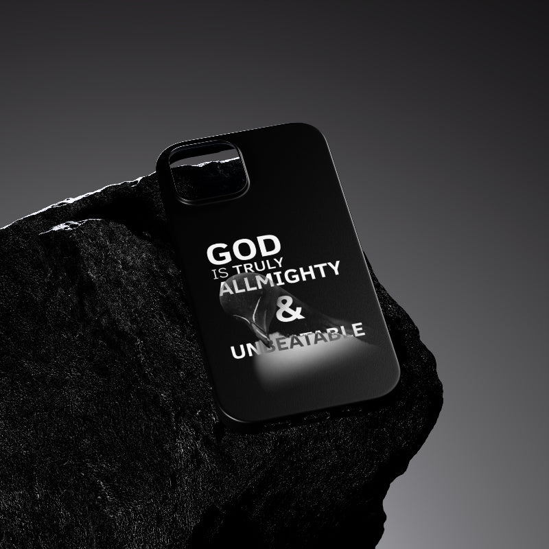 Black Christian Phone Case – GOD is Truly Almighty & Unbeatable | Faith Wrap - Faith Wrap