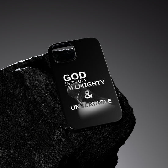 Black Christian Phone Case – GOD is Truly Almighty & Unbeatable | Faith Wrap - Faith Wrap