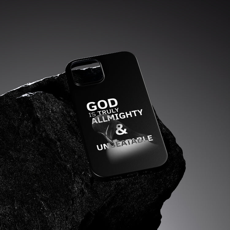 Black Christian Phone Case – GOD is Truly Almighty & Unbeatable | Faith Wrap - Faith Wrap